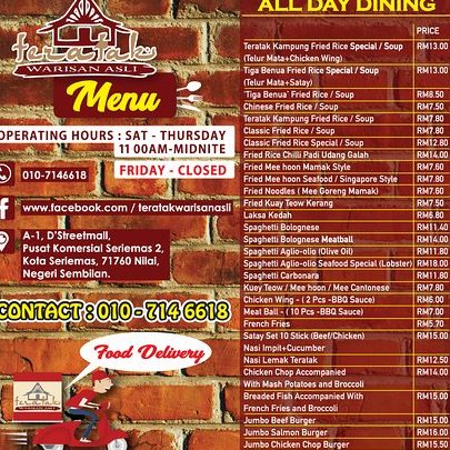 restaurant teratak menu